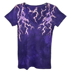 SCORPION Lightning purple V neck Top